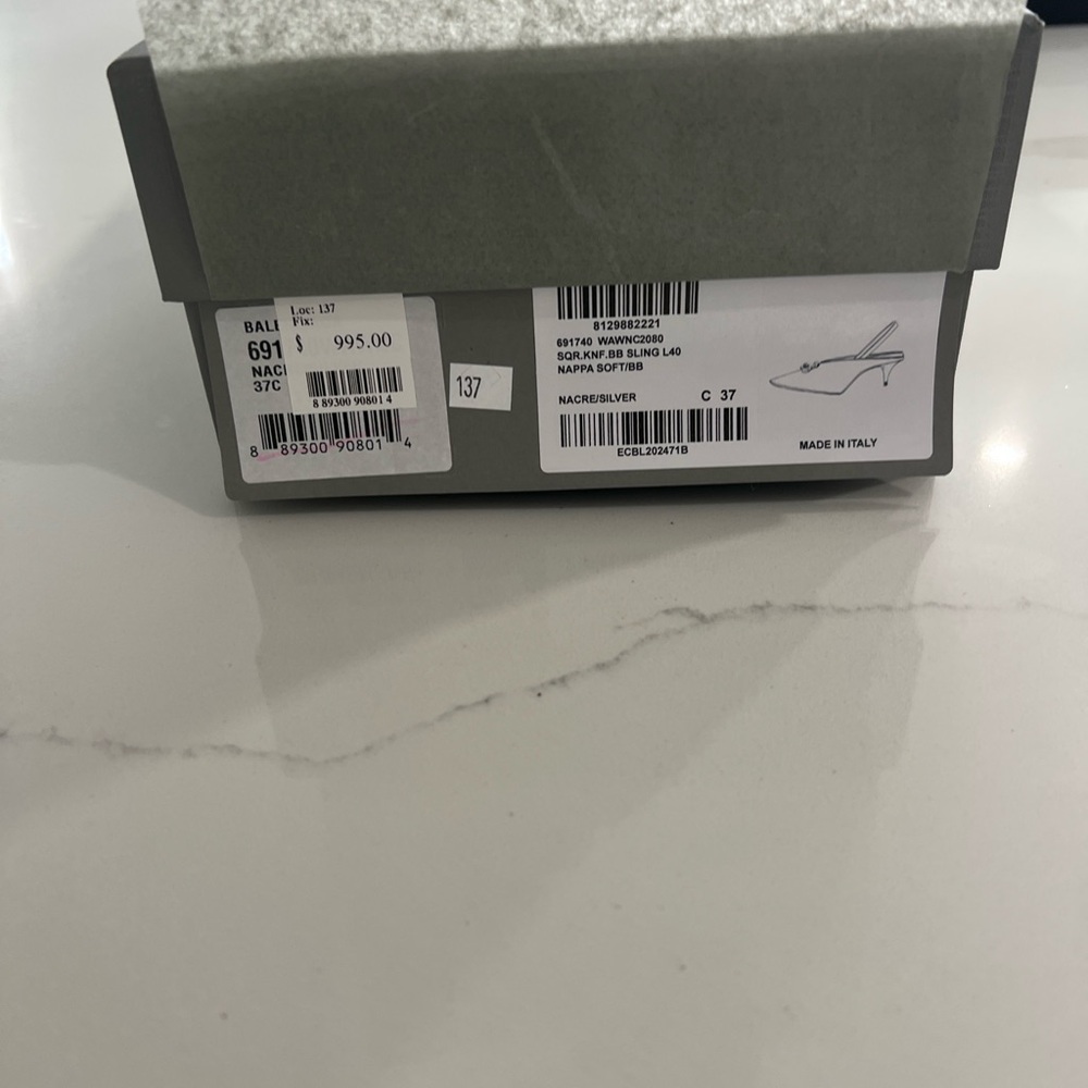 Balenciaga Cream Heels with Silver Detail - Picture 4 of 5